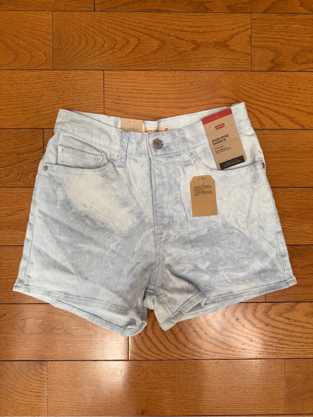 Levi's High-Rise Marble Wash Shorts - Pale Blue